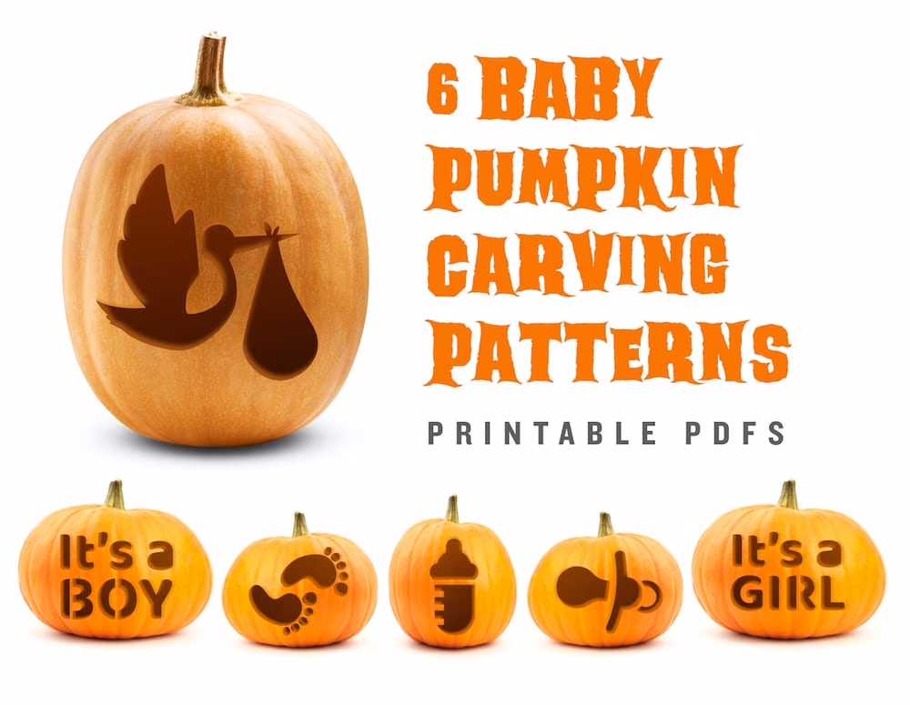Baby Announcement pumpkin carving stencil