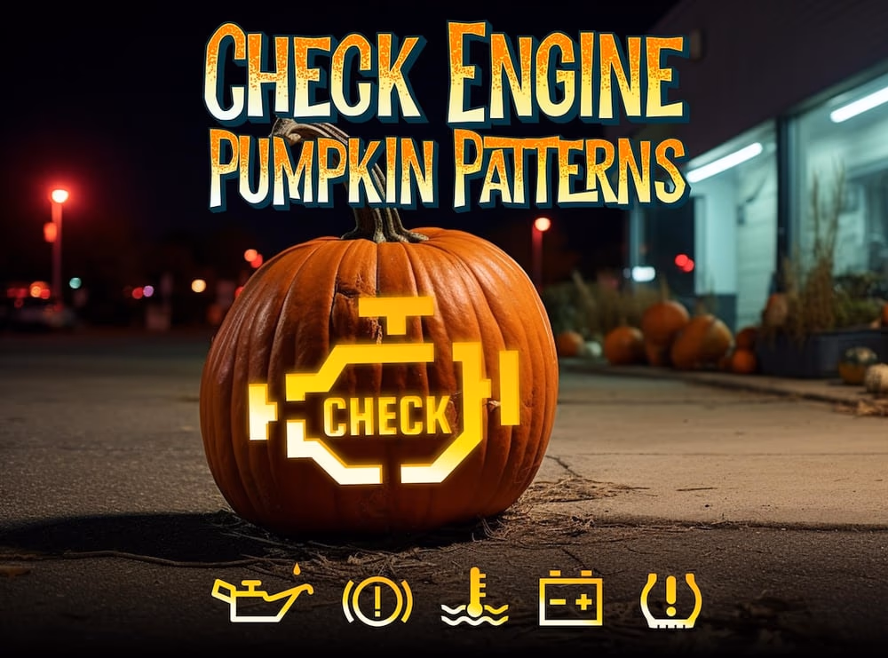 Check Engine pumpkin carving stencil