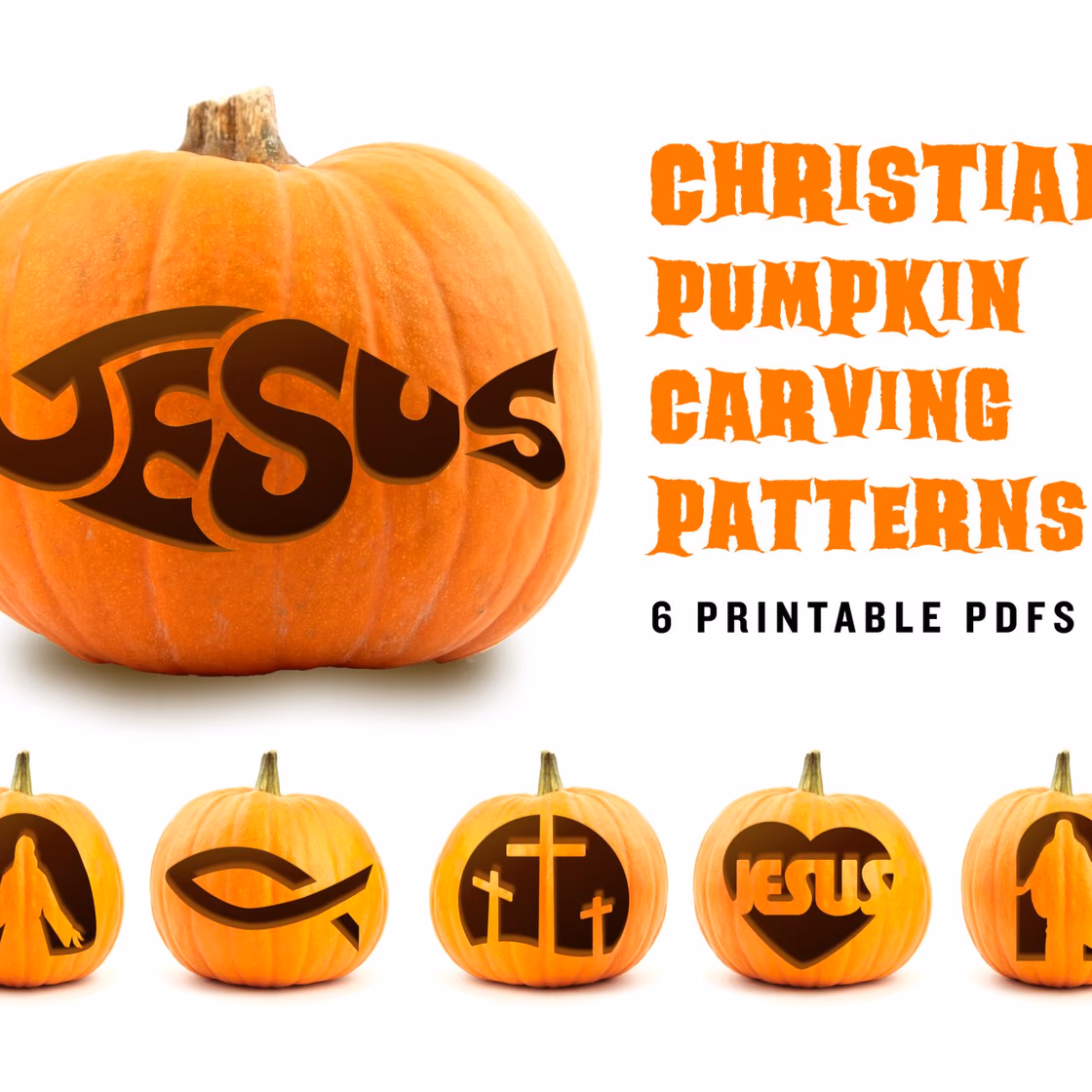 Christian pumpkin carving stencil, view 6