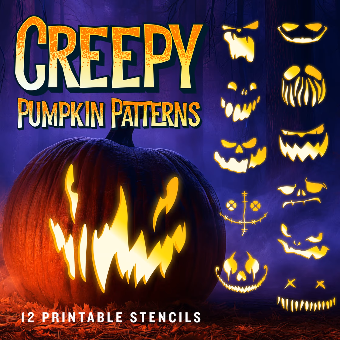 Creepy pumpkin carving stencil