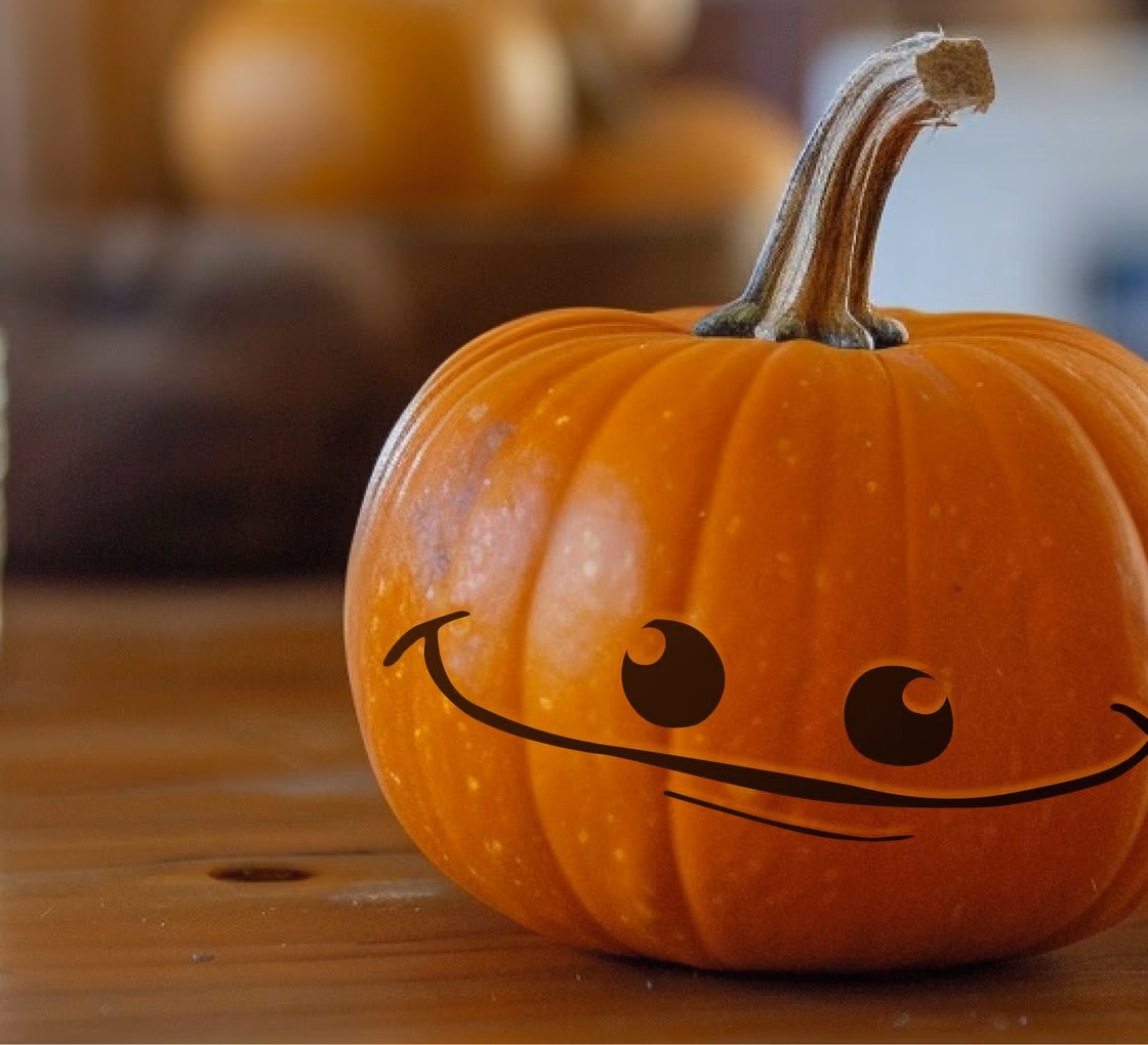 Cute pumpkin carving stencil, view 2