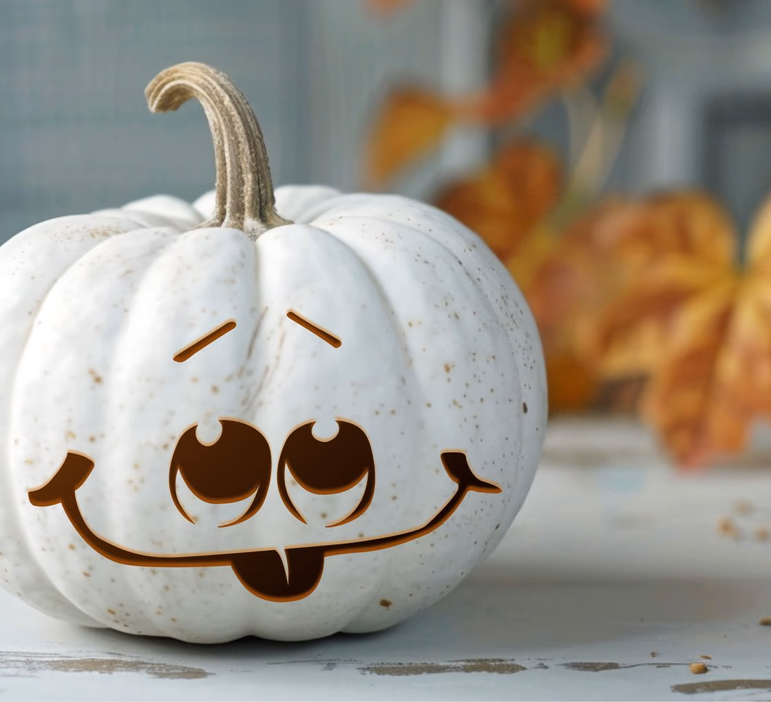 Cute pumpkin carving stencil, view 3