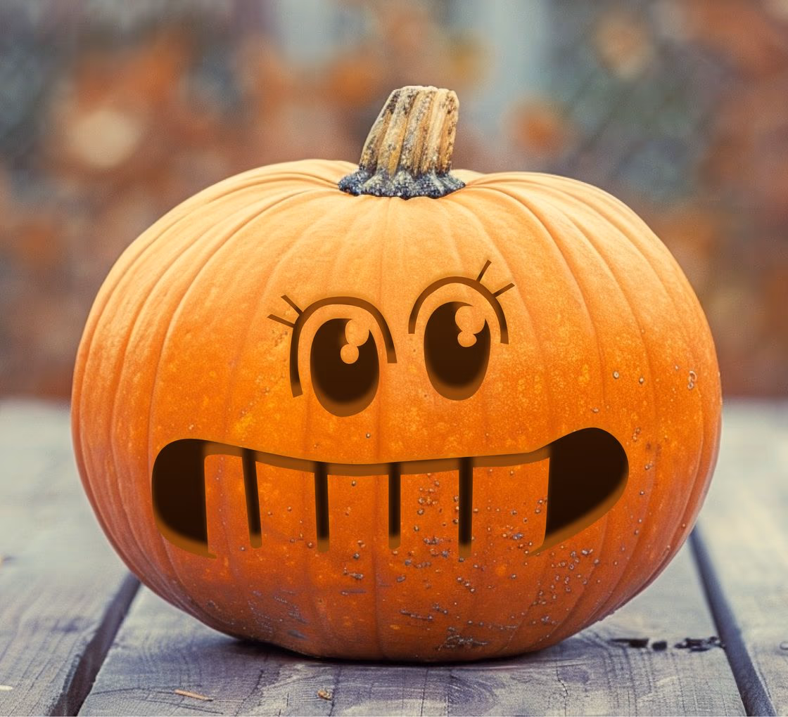Cute pumpkin carving stencil, view 4