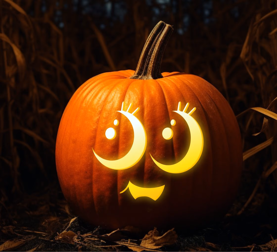 Cute pumpkin carving stencil, view 5