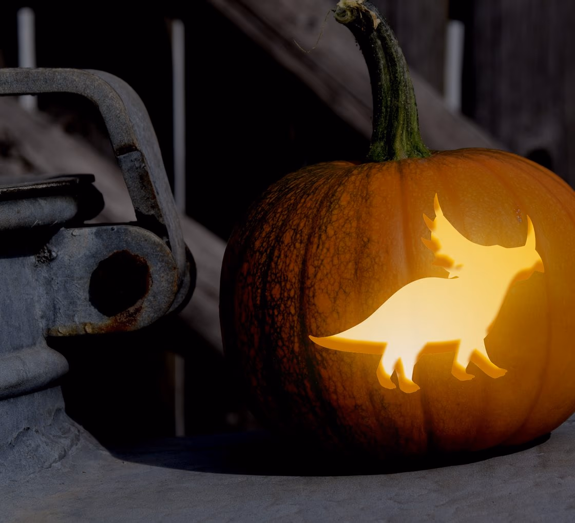 Dinosaur pumpkin carving stencil, view 3