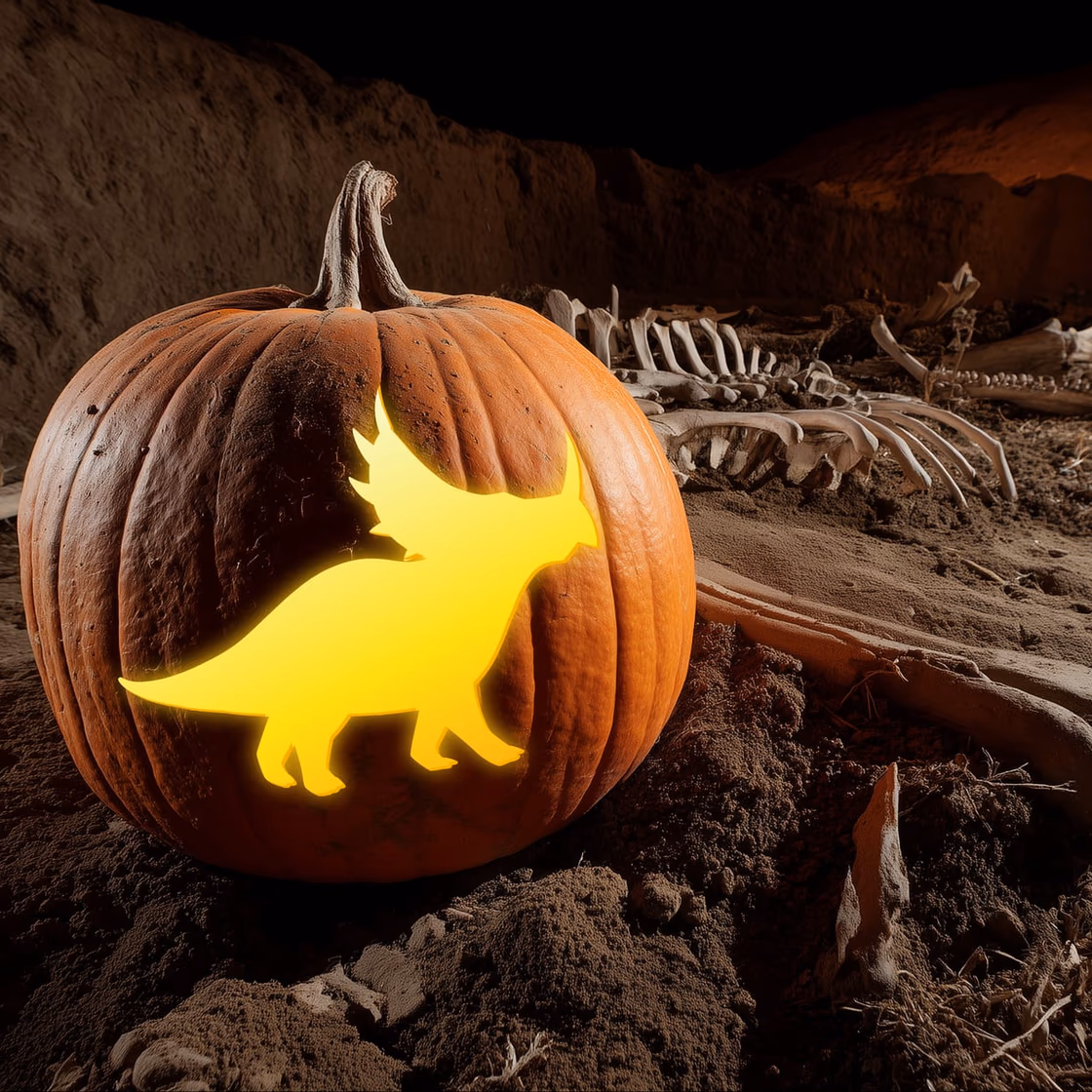 Dinosaur pumpkin carving stencil, view 9