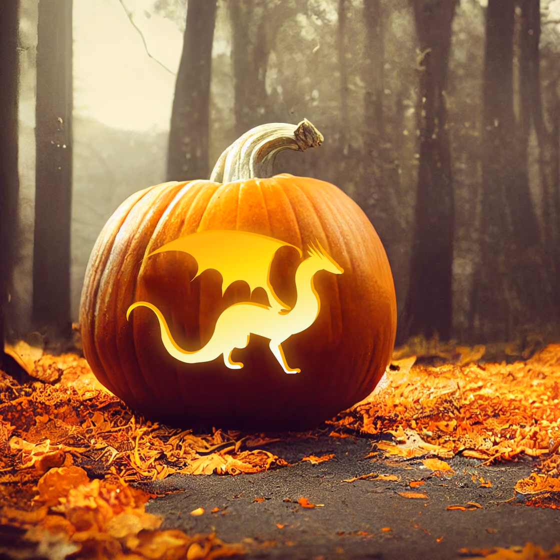Dragon pumpkin carving stencil, view 4