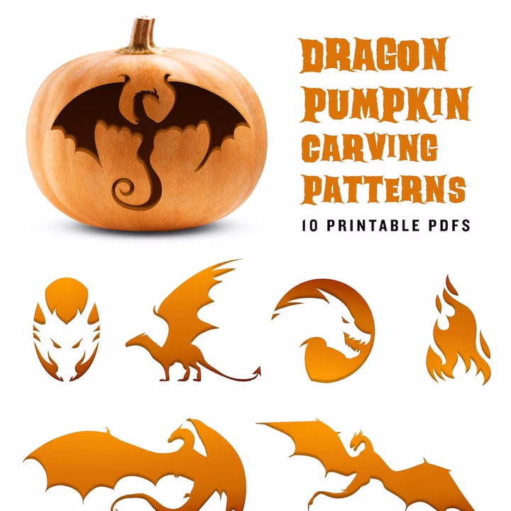 Dragon pumpkin carving stencil