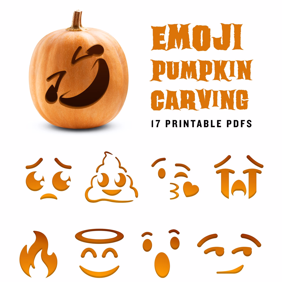 Emoji pumpkin carving stencil