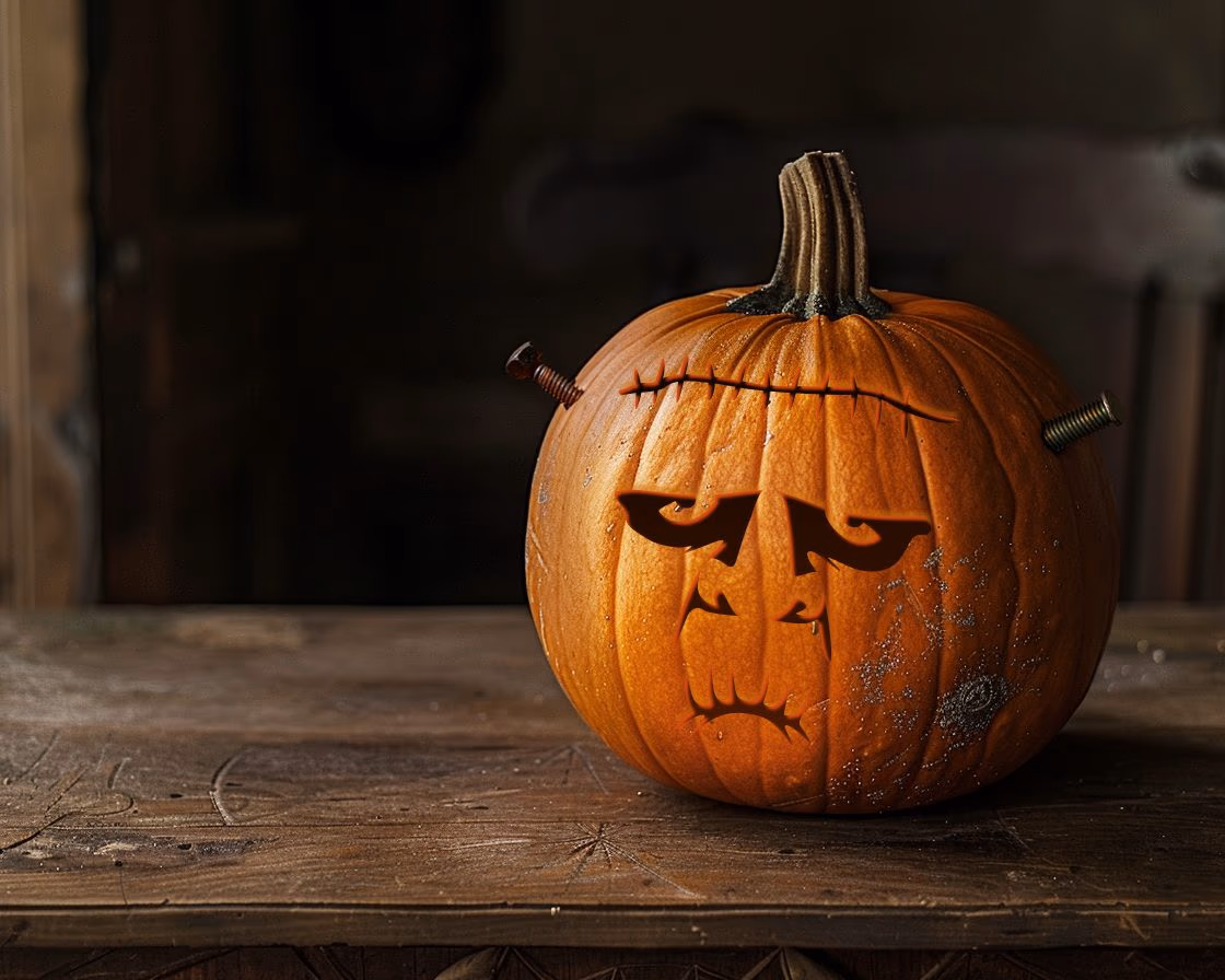 Frankenstein pumpkin carving stencil, view 6