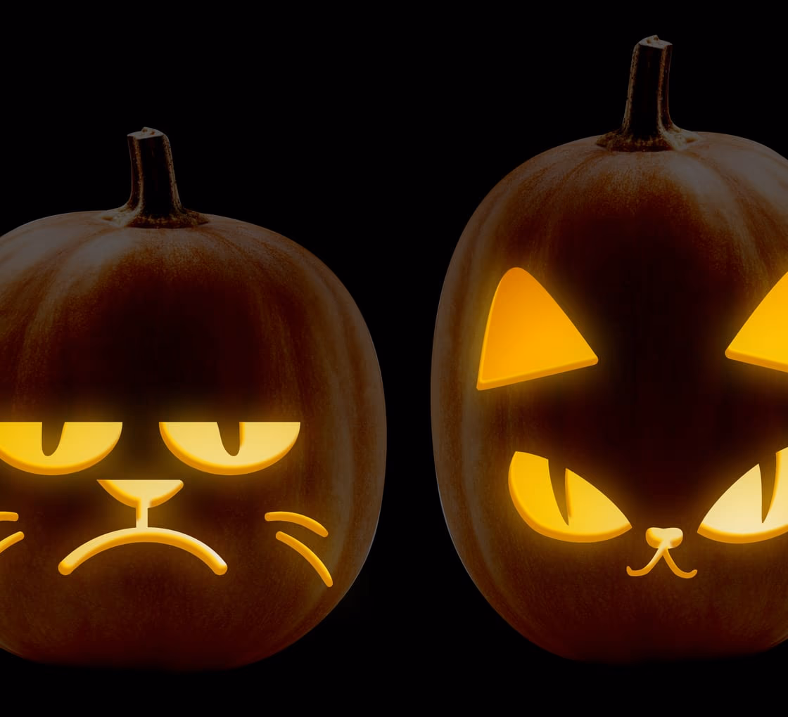 Halloween Cat pumpkin carving stencil, view 7