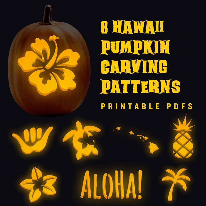 Hawaiian pumpkin carving stencil
