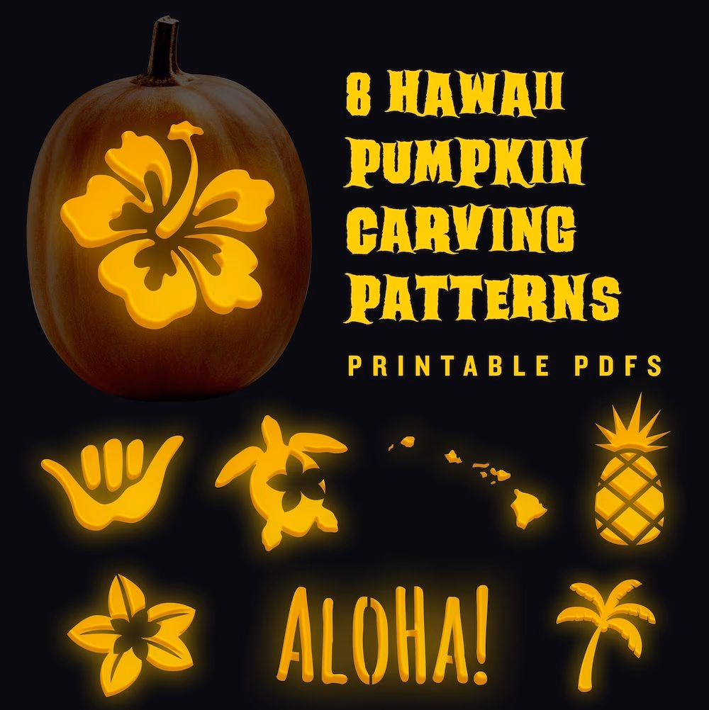 Hawaiian pumpkin carving stencil