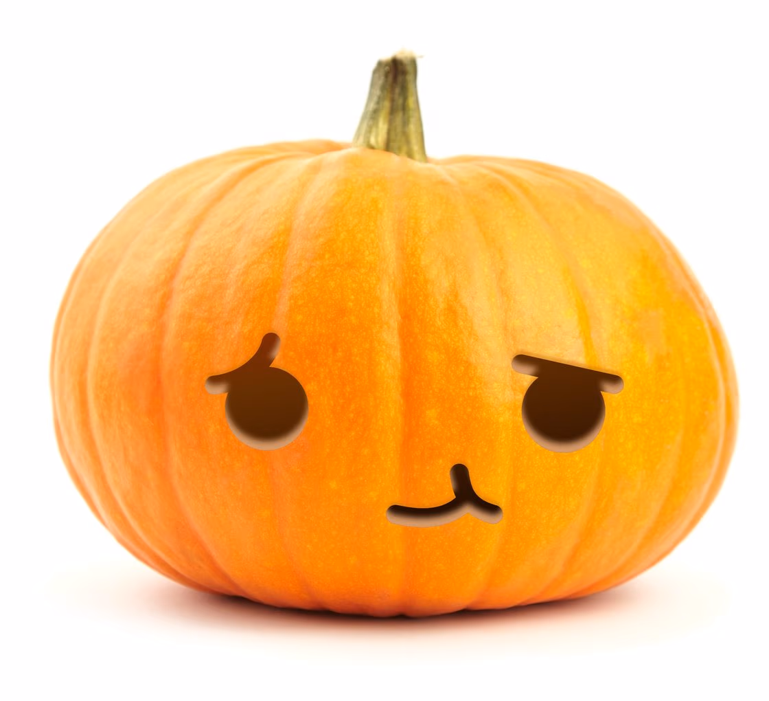 Kawaii pumpkin carving stencil, view 3