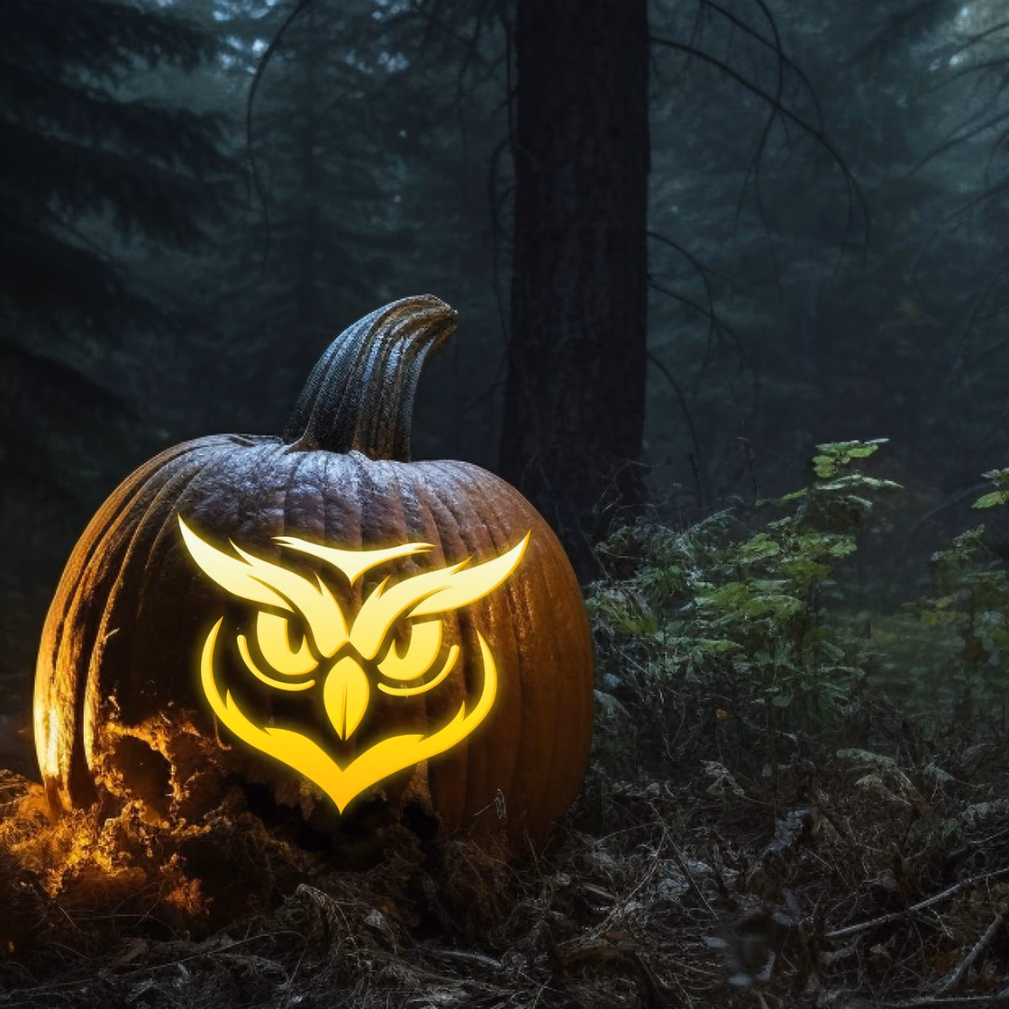 Owl pumpkin carving stencil, view 2