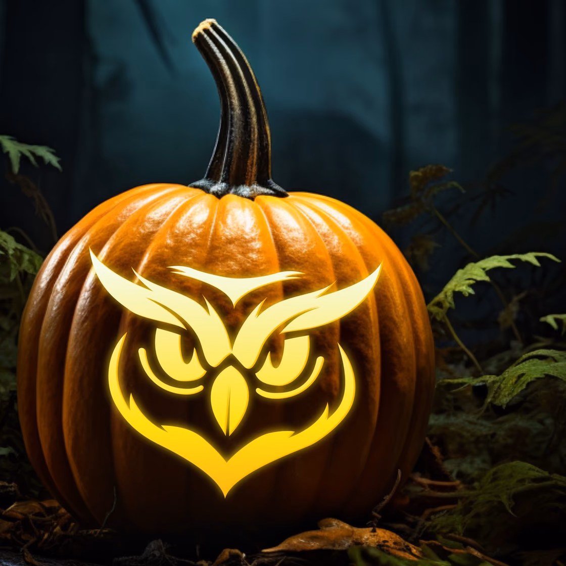 Owl pumpkin carving stencil, view 4