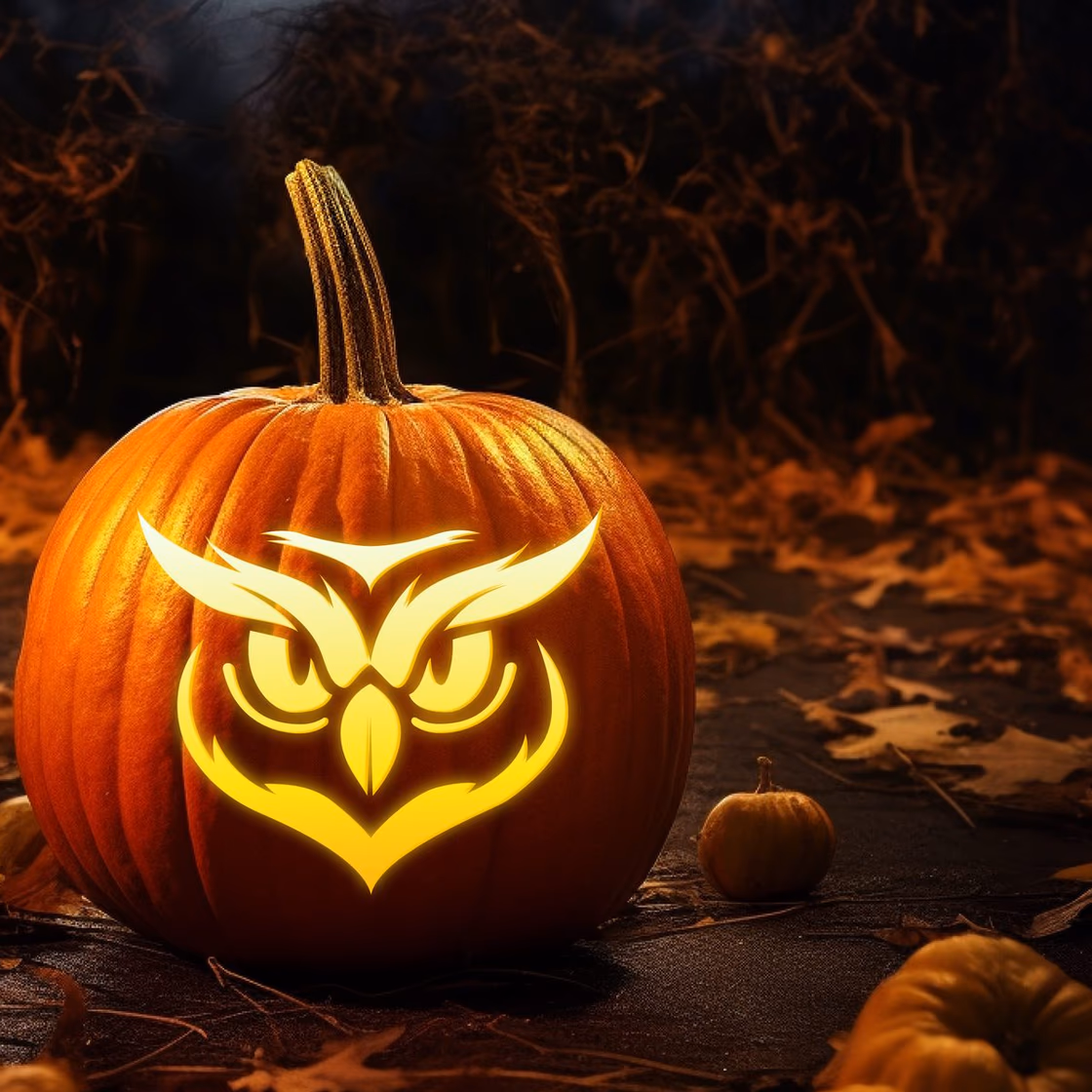 Owl pumpkin carving stencil, view 5