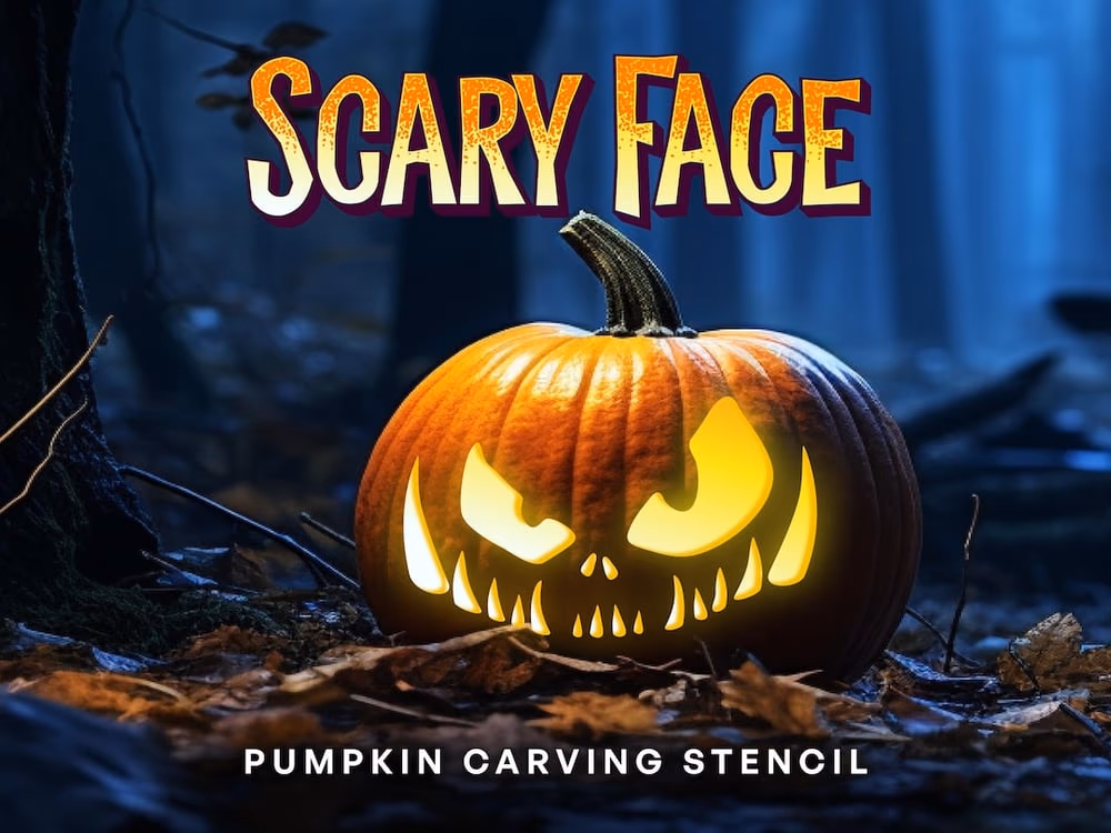 Scary Face pumpkin carving stencil