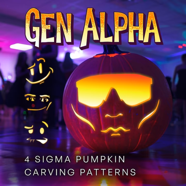 Gen Alpha pumpkin carving stencil