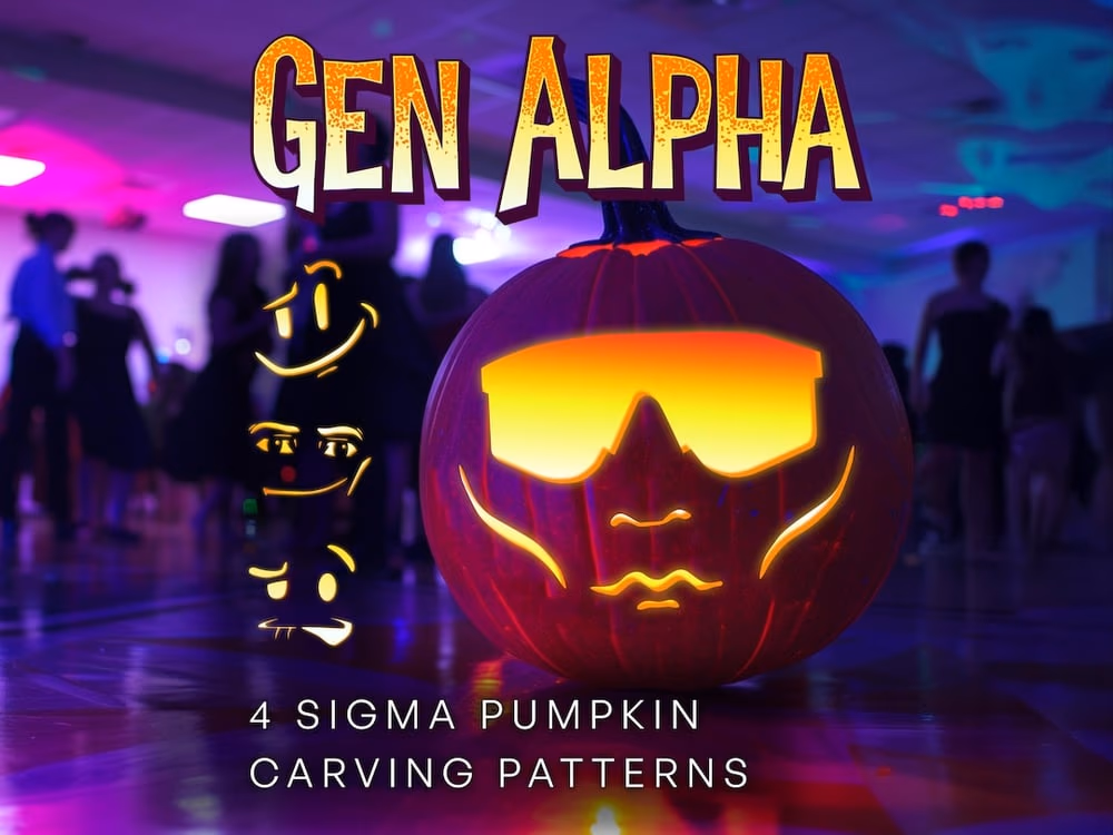 Gen Alpha pumpkin carving stencil