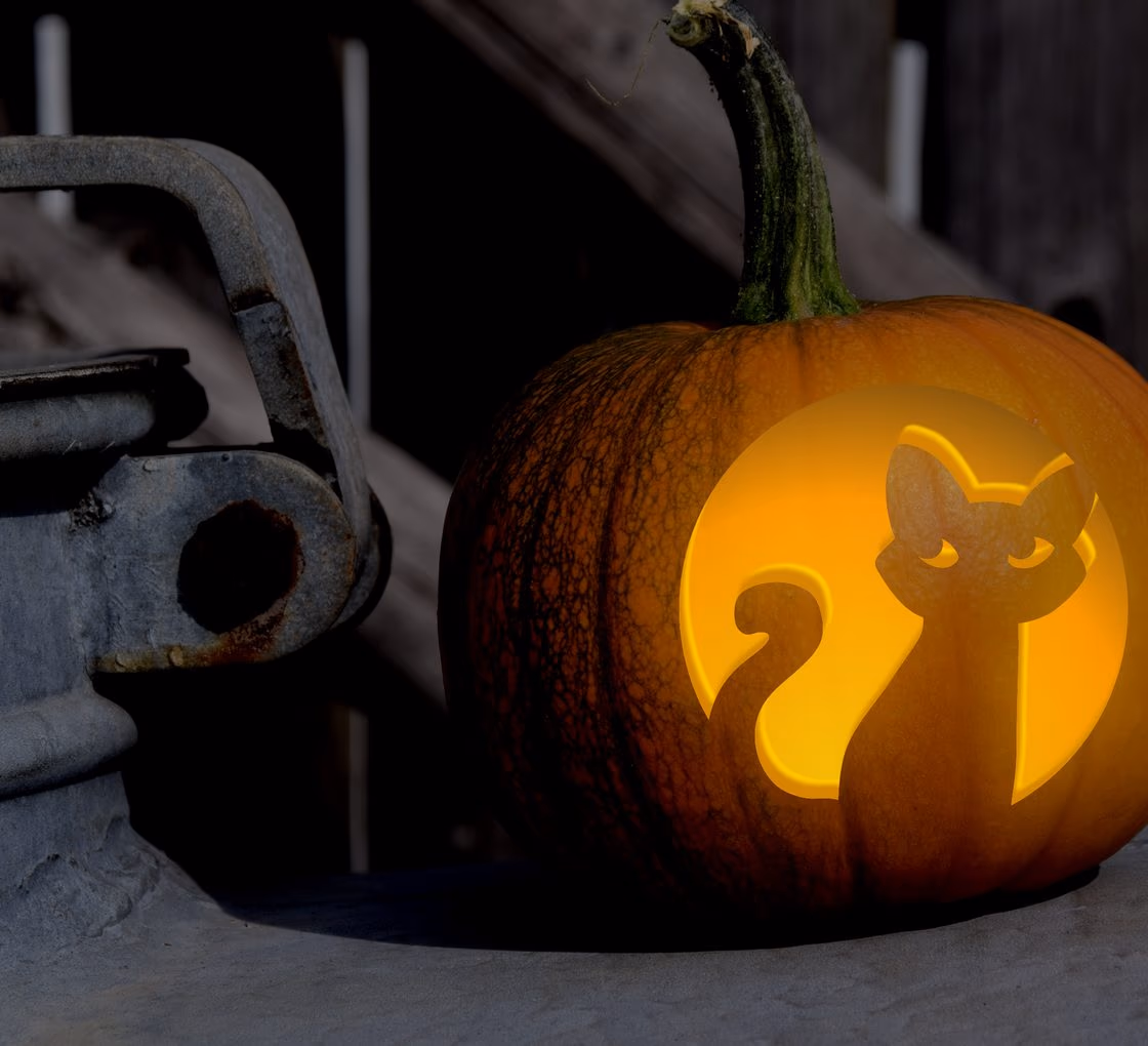 Spooky pumpkin carving stencil, view 2