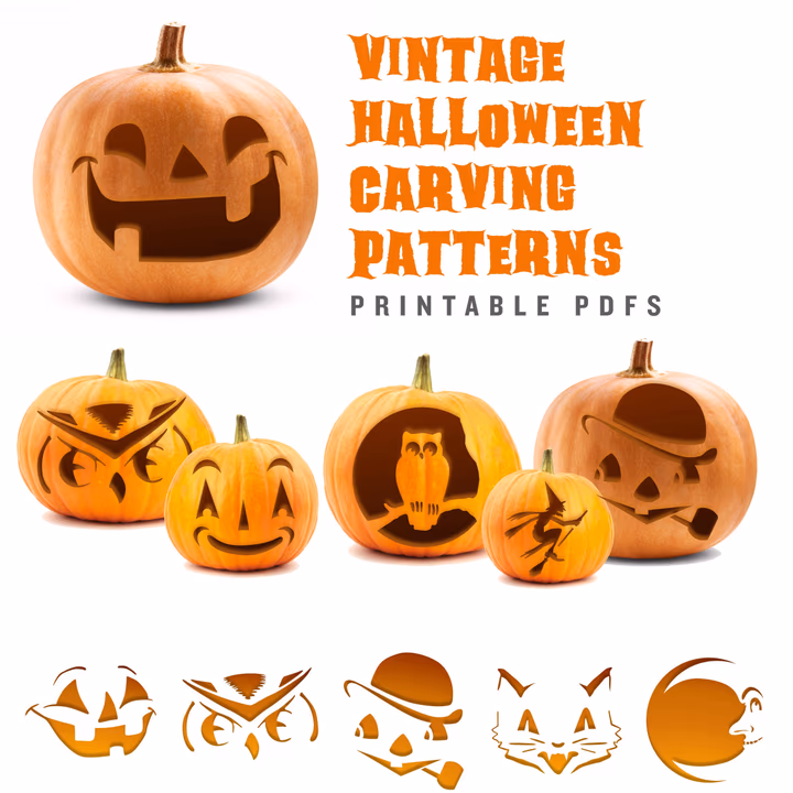 Vintage pumpkin carving stencil