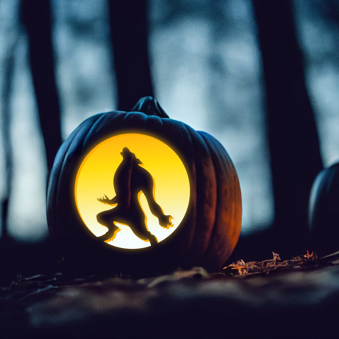 Werewolf pumpkin carving stencil, view 2