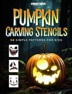 Pumpkin Carving Stencils: 54 Simple Jack-o-Lantern Patterns for Kids, paperback pattern book cover